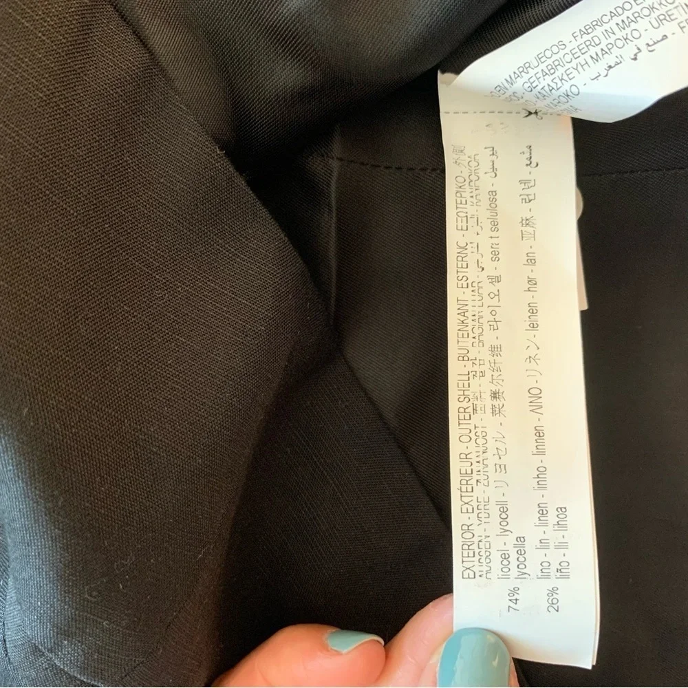 Zara Tailored Linen Blend Vest Waistcoat‎ In Black Size XL